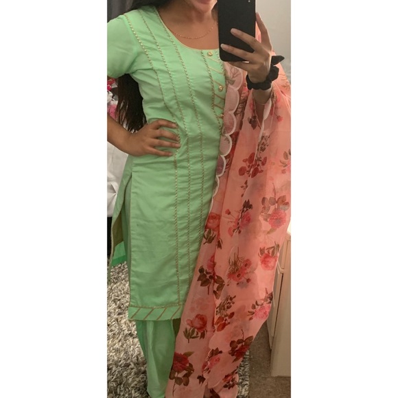 Pastel/ Mint Green Salwar Suit - Picture 4 of 4